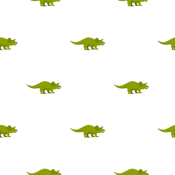 Green styracosaurus dinosaur pattern seamless - Vetor, Imagem