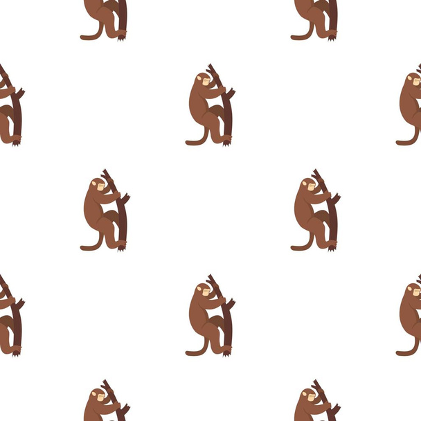 Macaque is climbing up on a tree pattern seamless - Vector, afbeelding