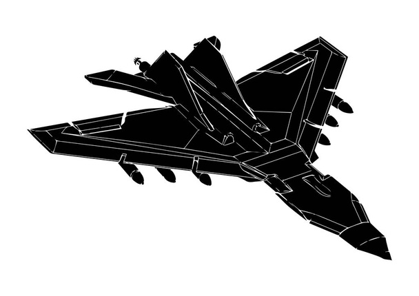 Black airplane on a white background - Vektor, Bild