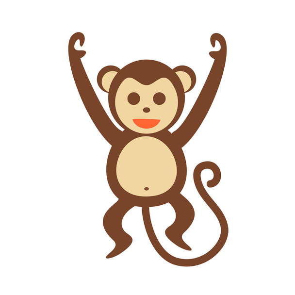 Elszigetelt boldog majom akció illusztráció - Vektor, kép