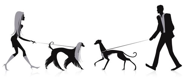 Walking dogs - Vector, Image