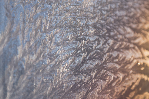 natural frosty pattern on winter window. - Photo, Image