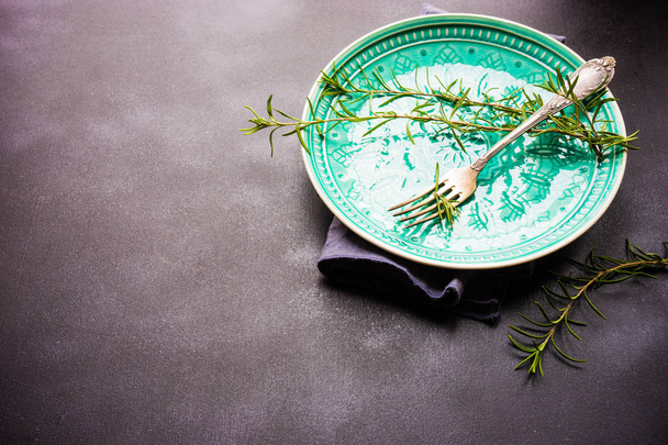 Summer time table setting with fresh rosemary  - Photo, Image