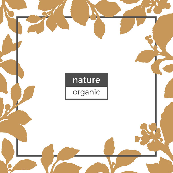 Vector floral template of silhouette golden mate branches. - Vector, Image