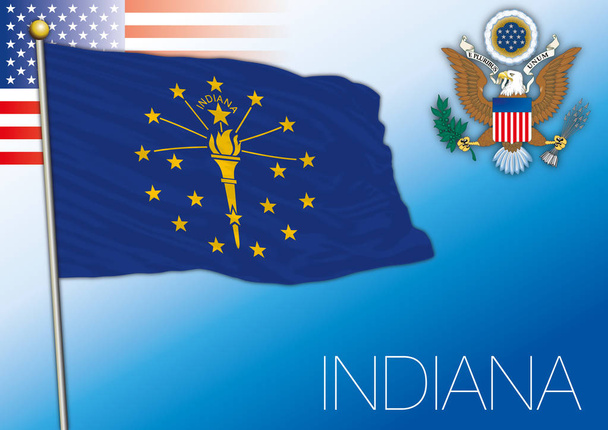 アメリカ合衆国のインディアナ州連邦状態フラグ - ベクター画像