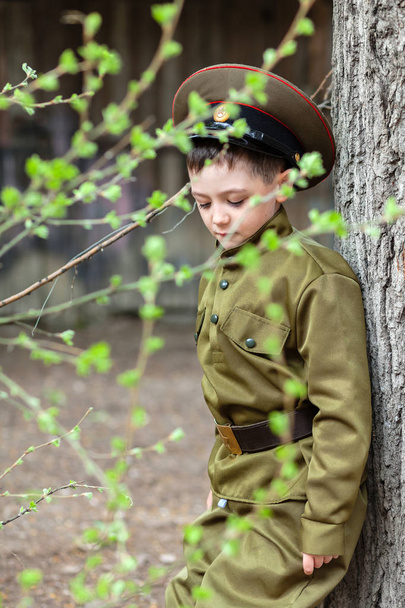 Children in uniform.Soldiers,the defenders of the Fatherland. "I remember, I'm proud!".Military history.defender of Fatherland. Military theme.Military uniform. - Fotografie, Obrázek