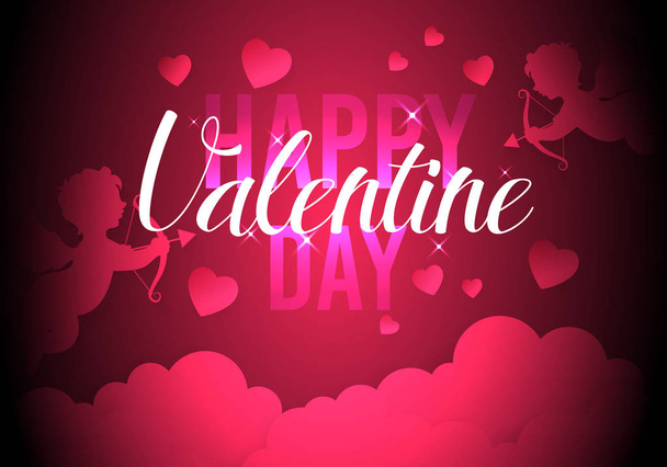 happy valentines day card. hearts background. vector  - Vecteur, image