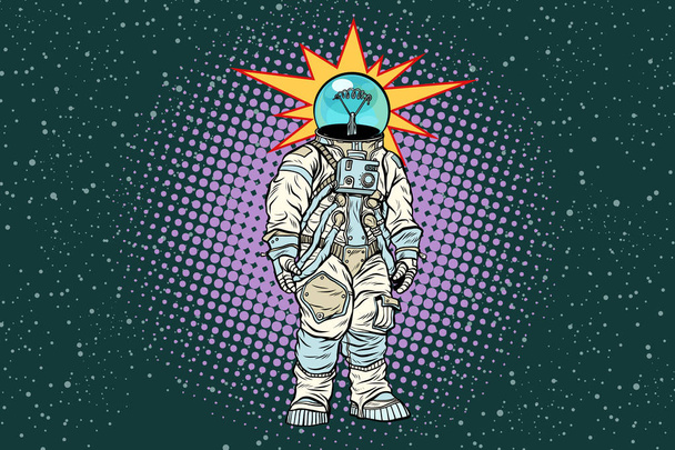 Astronauta głowy żarówki pomysł - Wektor, obraz
