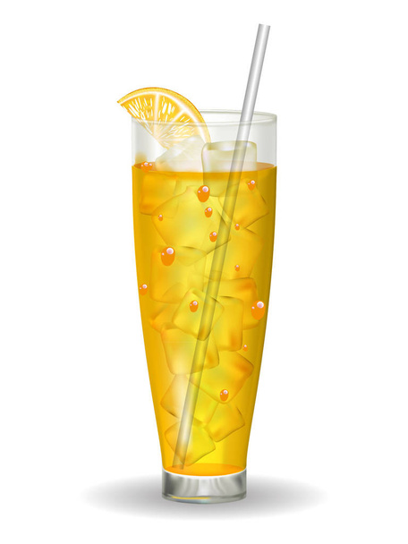 Orange vitamin juice in glass with straw. Vector illustration. - Vetor, Imagem