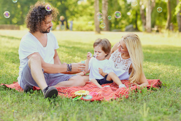 Happy family in the park. - Fotografie, Obrázek