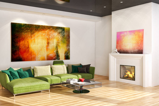 moderno luminoso interni 3d rendering illustrazione - Foto, immagini