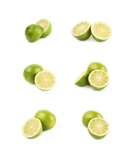 Sliced lime fruit isolated - Fotoğraf, Görsel