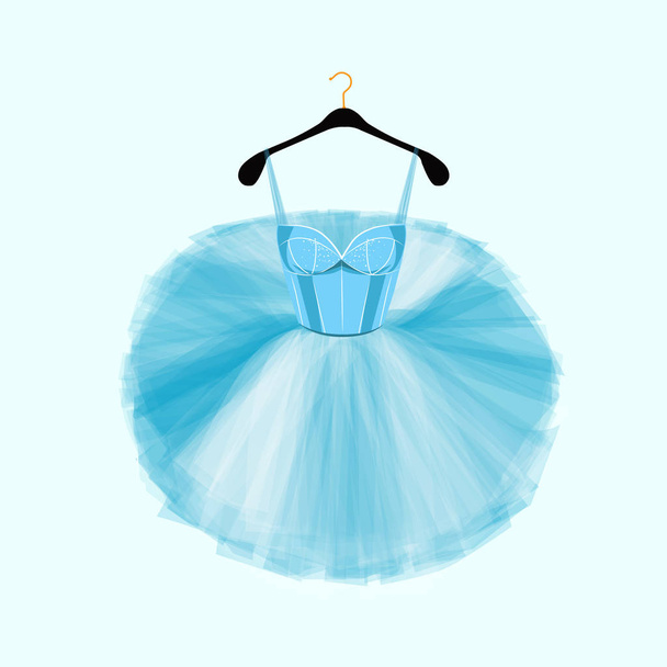 blaues Vektor-Kleid für Ballett-Dichte. Balletttutu-Kleid. Mode-Illustration - Vektor, Bild