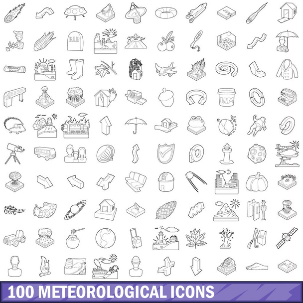 Ensemble de 100 icônes météorologiques, style contour
 - Vecteur, image