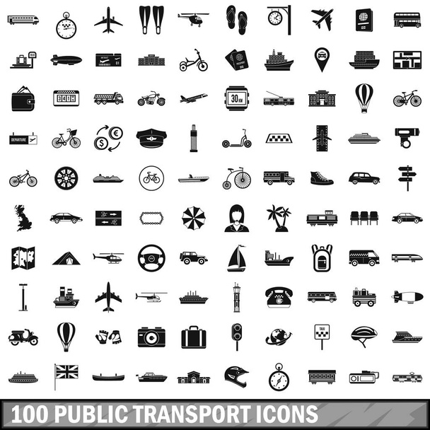 100 піктограм громадського транспорту, простий стиль
 - Вектор, зображення
