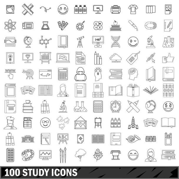 100 set di icone di studio, stile contorno
 - Vettoriali, immagini