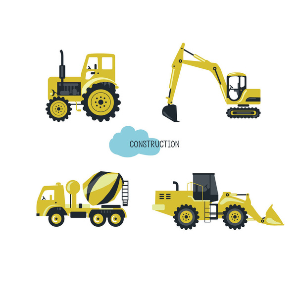 Construction equipment .Vector set of heavy construction machines icons.Vector set of heavy construction machines icons - Vector, Image