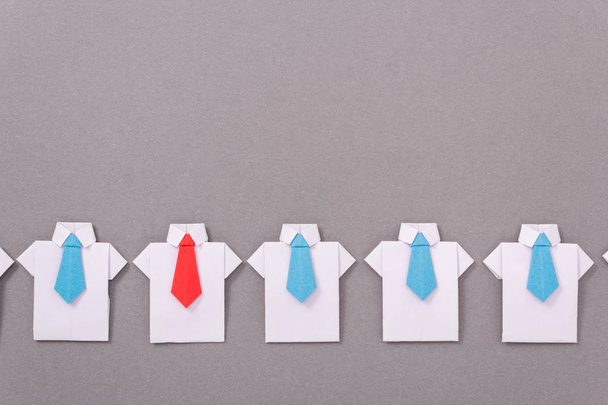 Office workers in a shirt and tie made of paper. Origami. Copy space for text. - Fotografie, Obrázek
