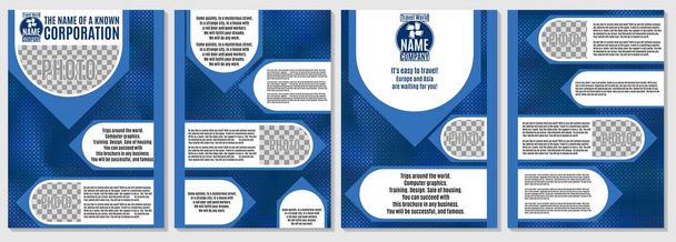 μπλε φυλλάδια επιλογής για παρουσιάσεις προϊόντων και υπηρεσιών - Διάνυσμα, εικόνα