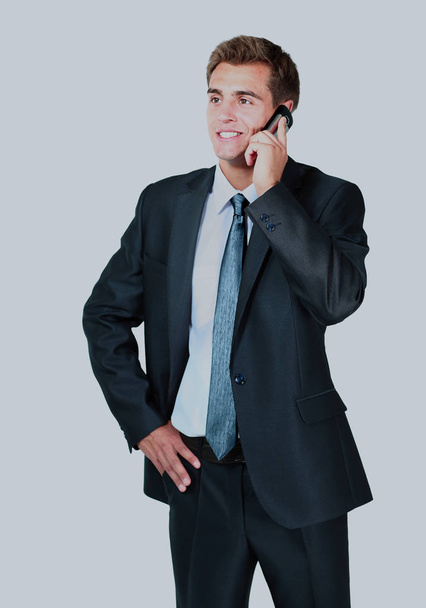portrait of business man with mobile phone - Fotó, kép