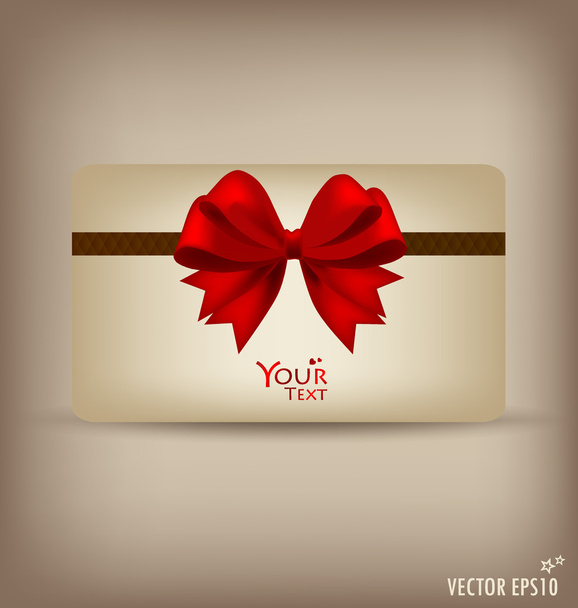 Gift card and invitation with ribbon. Vector illustration. - Vector, Image