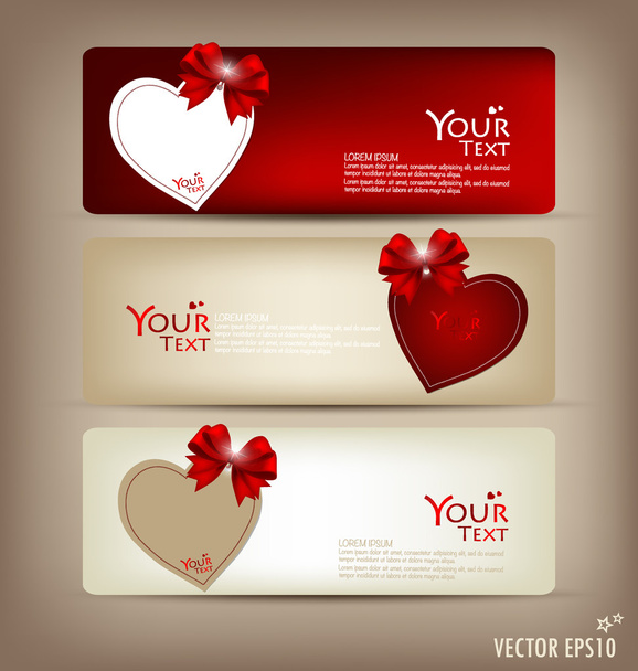 Collection of gift cards and invitations with ribbons. Vector il - Vettoriali, immagini