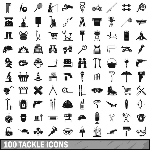 100 Tackling Icons Set, einfacher Stil - Vektor, Bild