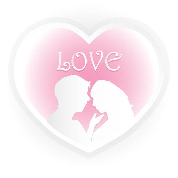 Couple in heart frame with love paper art style, paper art style - Vector, Image