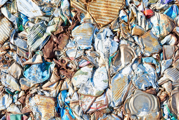 Detailní záběr pozadí bloku Drcený odpad na moderní recyklační továrny, kopie prostor - Fotografie, Obrázek