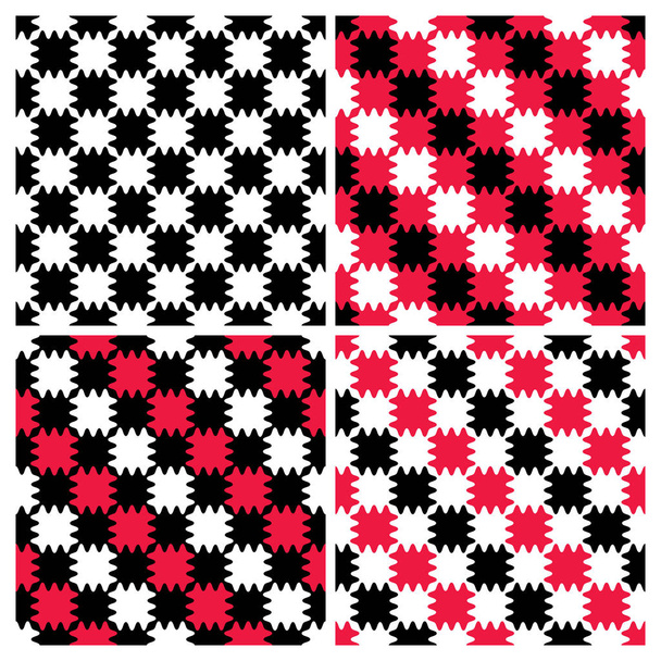 Ριγέ ζιγκ-ζαγκ απρόσκοπτη σκακιέρας μοτίβα collection.in κόκκινο, άσπρο και μαύρο. - Διάνυσμα, εικόνα