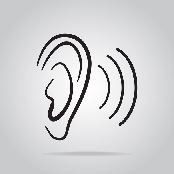 ear icon, hearing and ear icon - Vector, Image
