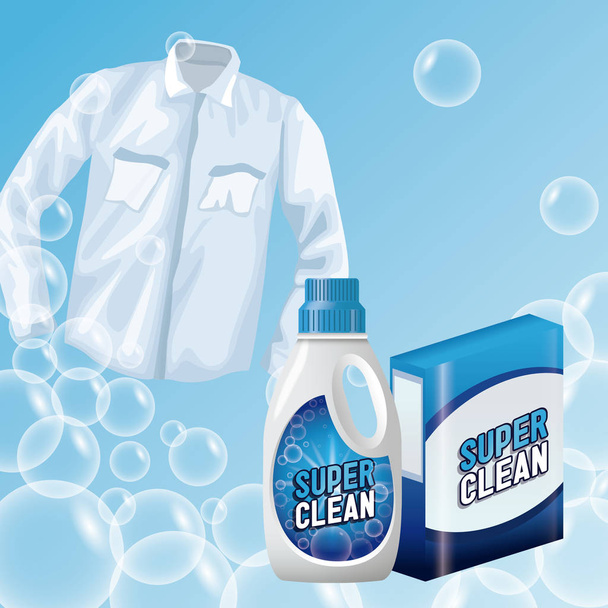 Διαφήμιση προϊόν σαπουνιών πλυντηρίων - Διάνυσμα, εικόνα