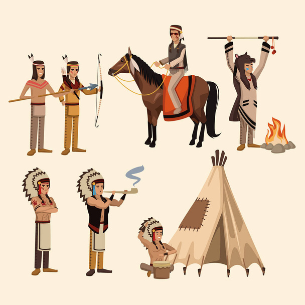 Набор икон индейцев США
 - Вектор,изображение