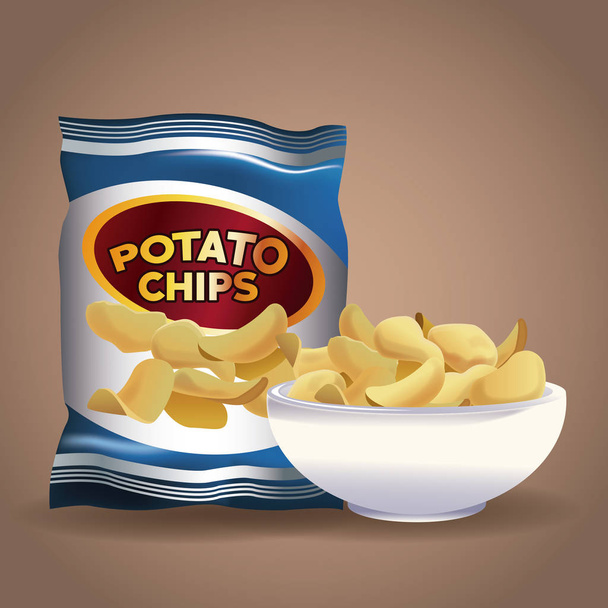 Potato chips snacks - Vector, Image
