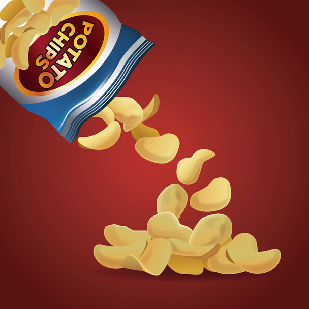 burgonya chips, snack - Vektor, kép