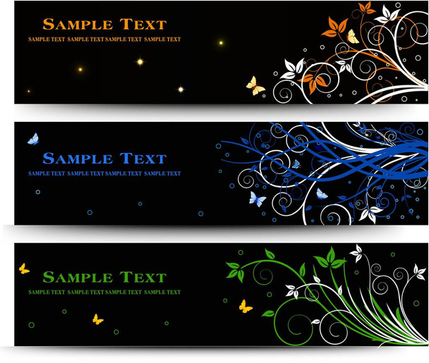 Set of banner design with floral elements - Vecteur, image