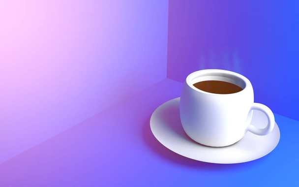 White Coffee cup on the blue background - Photo, Image