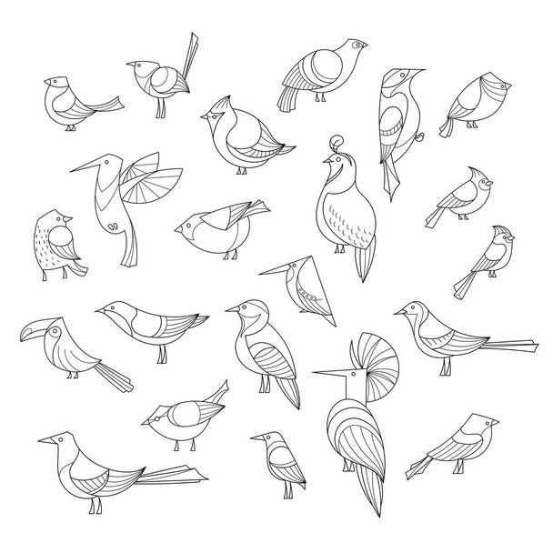 Birds set. Lined vector collextion. - Vektor, Bild