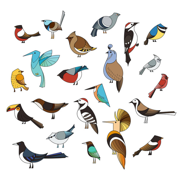 Birds set. Lined vector collextion. - Vector, Image