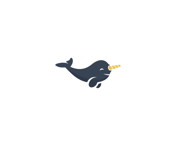 Modèle de logo Narwhal Whale. Conception de vecteurs animaux de la vie marine. Mignon dessin animé narval illustration
 - Vecteur, image
