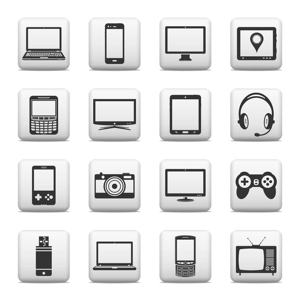 Conjunto de dispositivos digitales e iconos de aparatos electrónicos. Botones Web
. - Vector, Imagen