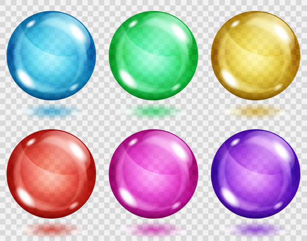 Transparent colored spheres with shadows - Vector, Image