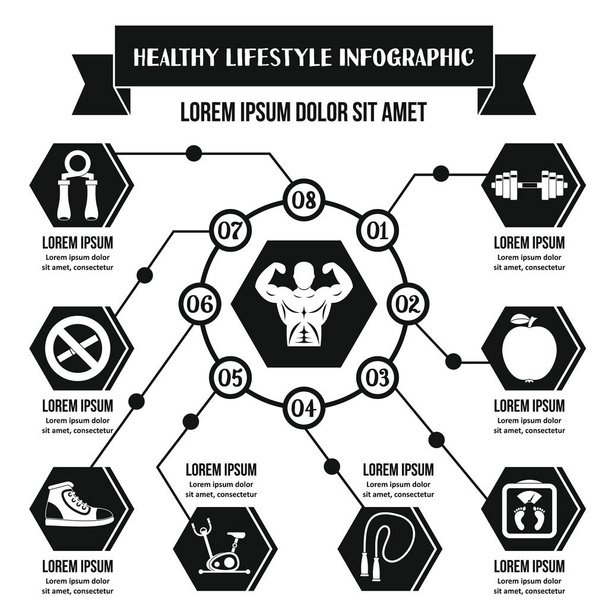 Healthy life infographic concept, simple style - Vector, Image