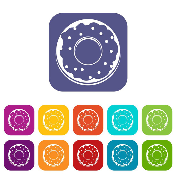Donut icons set flat - Vector, Image