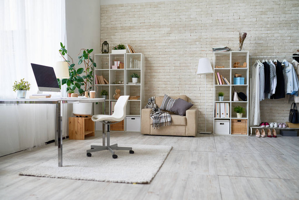 Background image of empty office space in cozy apartment with modern design - Photo, Image