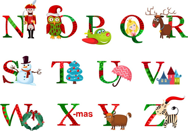 Vánoční abeceda - Vektor, obrázek