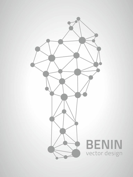 Benin dot vector schetsen zilver en grijs kaart - Vector, afbeelding