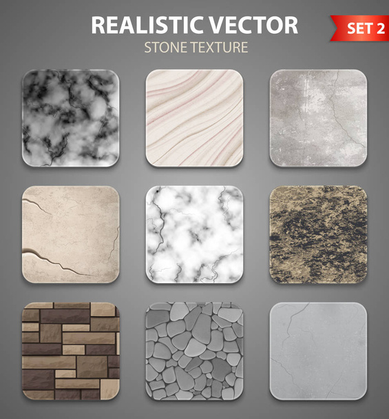 Muestras de textura de piedra conjunto realista
  - Vector, Imagen