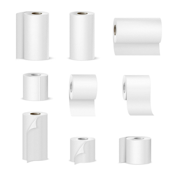 Papierhandtücher Toilettenrollen realistisch - Vektor, Bild