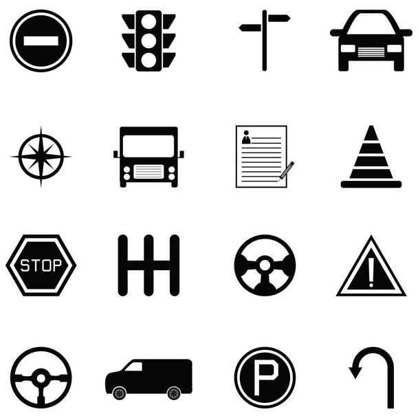 driving school icon set - Vector, Image